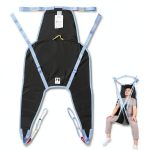 Universal Divided Leg Sling with Head Support for Patient Transferring, Lifting or Positioning,U Shape Lift Sling-Medical Lift Pad for Elderly,Disabled,SWL 500LBS (Black, Medium)-0
