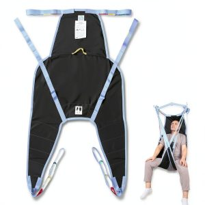 Universal Divided Leg Sling with Head Support for Patient Transferring, Lifting or Positioning,U Shape Lift Sling-Medical Lift Pad for Elderly,Disabled,SWL 500LBS (Black, Medium)-0