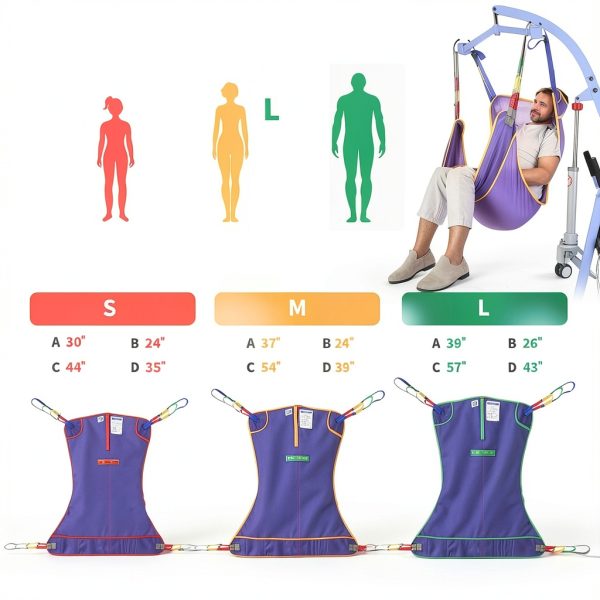 EZHOISLING‌ Universal Full Body Patient Lift Sling - 500lb Capacity Heavy-Duty Mesh Transfer Sling for Elderly, Disabled & Bedridden (Purple, Large)-6