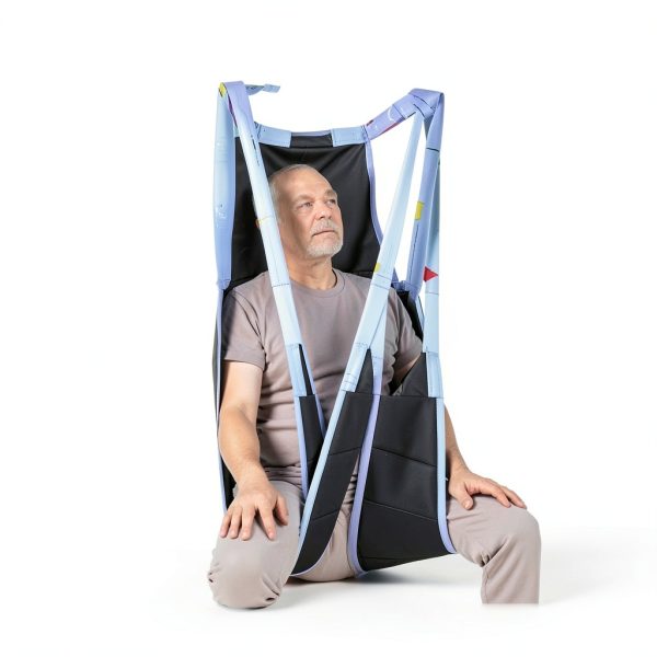 Universal Divided Leg Sling with Head Support for Patient Transferring, Lifting or Positioning,U Shape Lift Sling-Medical Lift Pad for Elderly,Disabled,SWL 500LBS (Black, Medium)-4