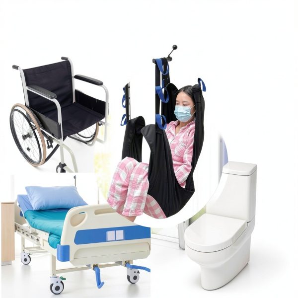 Patient Lift Sling for Home Use Elderly Bedridden Patient Lift Assist Aid Medical Toileting Sling Devices Full Body Elevation Lifter for Adults Sit to Stand Positioning Transfer Belt (Black)-5