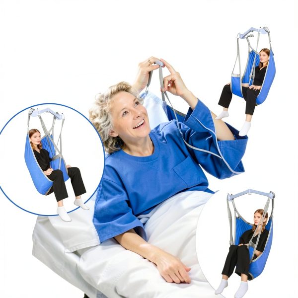 Patient Lift Divided Leg Sling with Lower Back, Lift Sling for Transfer and Positioning and Lifting, 500lb Weight Capacity(Blue, L)-2