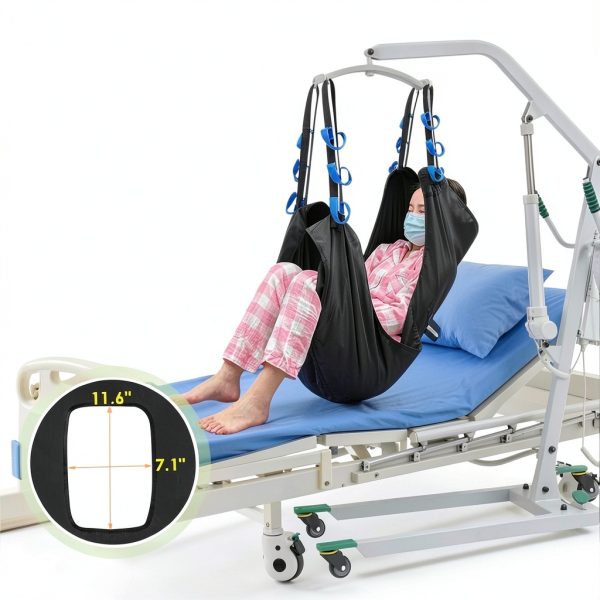 Patient Lift Sling for Home Use Elderly Bedridden Patient Lift Assist Aid Medical Toileting Sling Devices Full Body Elevation Lifter for Adults Sit to Stand Positioning Transfer Belt (Black)-4