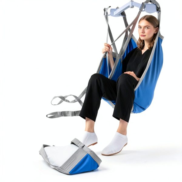 Patient Lift Divided Leg Sling with Lower Back, Lift Sling for Transfer and Positioning and Lifting, 500lb Weight Capacity(Blue, L)-5