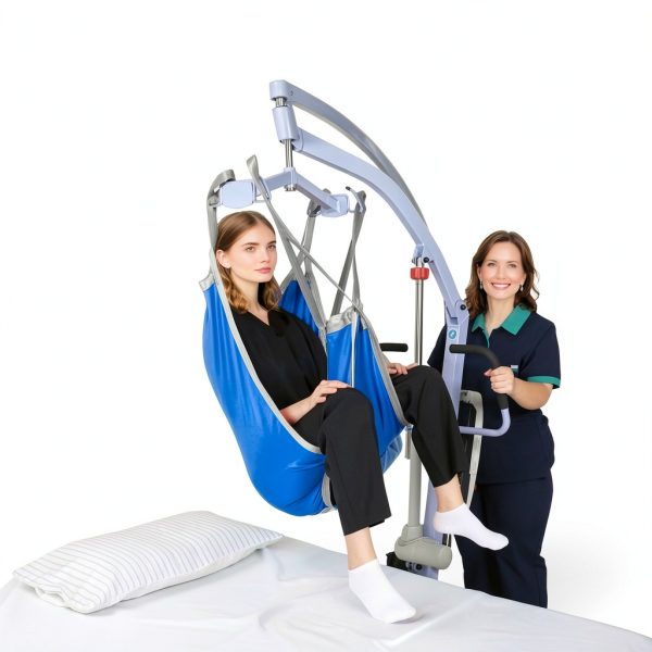 Patient Lift Divided Leg Sling with Lower Back, Lift Sling for Transfer and Positioning and Lifting, 500lb Weight Capacity(Blue, L)-4