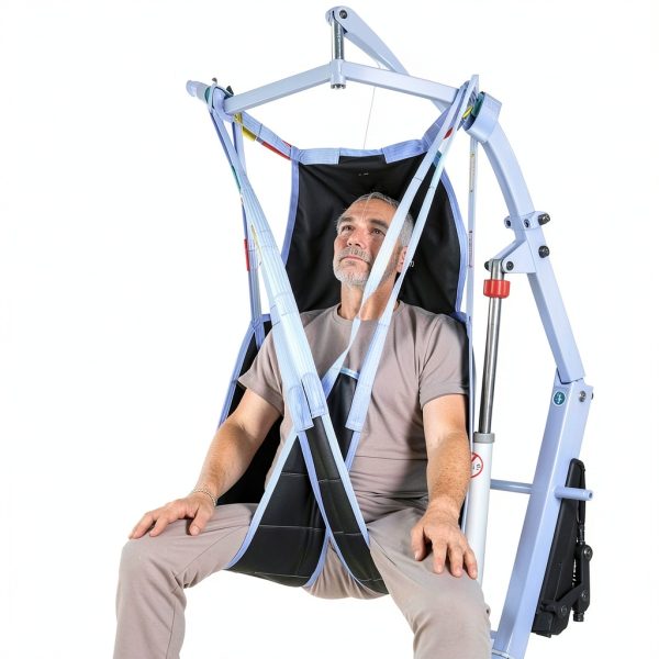 Universal Divided Leg Sling with Head Support for Patient Transferring, Lifting or Positioning,U Shape Lift Sling-Medical Lift Pad for Elderly,Disabled,SWL 500LBS (Black, Medium)-2