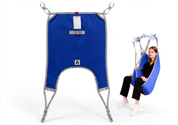 Patient Lift Divided Leg Sling with Lower Back, Lift Sling for Transfer and Positioning and Lifting, 500lb Weight Capacity(Blue, L)-0