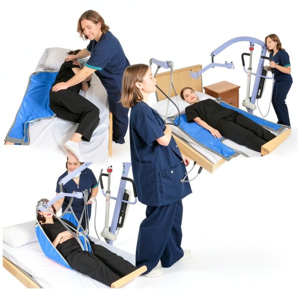 Patient Lift Divided Leg Sling with Lower Back, Lift Sling for Transfer and Positioning and Lifting, 500lb Weight Capacity(Blue, L)-6