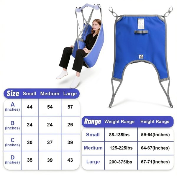Patient Lift Divided Leg Sling with Lower Back, Lift Sling for Transfer and Positioning and Lifting, 500lb Weight Capacity(Blue, L)-7