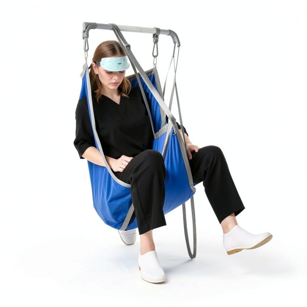 Patient Lift Divided Leg Sling with Lower Back, Lift Sling for Transfer and Positioning and Lifting, 500lb Weight Capacity(Blue, L)-3
