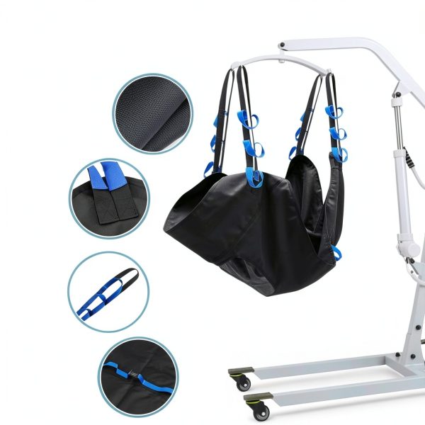 Patient Lift Sling for Home Use Elderly Bedridden Patient Lift Assist Aid Medical Toileting Sling Devices Full Body Elevation Lifter for Adults Sit to Stand Positioning Transfer Belt (Black)-3