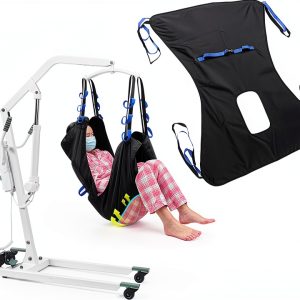 Patient Lift Sling for Home Use Elderly Bedridden Patient Lift Assist Aid Medical Toileting Sling Devices Full Body Elevation Lifter for Adults Sit to Stand Positioning Transfer Belt (Black)-0